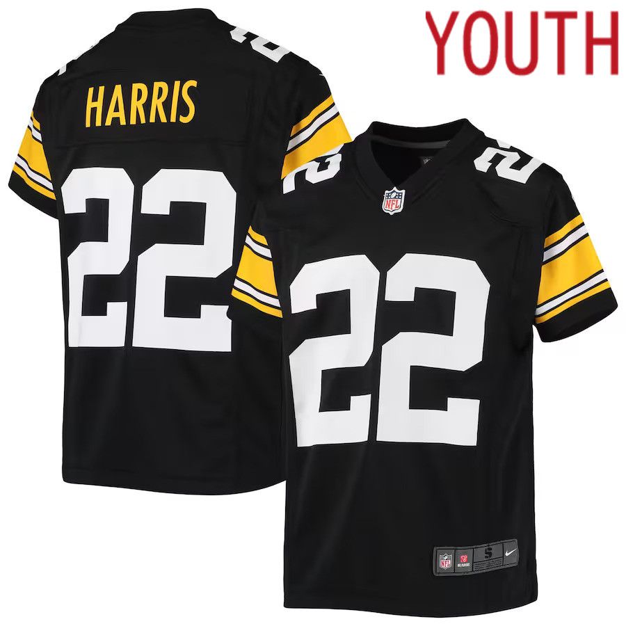Youth Pittsburgh Steelers #22 Najee Harris Nike Black Alternate Game NFL Jersey->youth nfl jersey->Youth Jersey